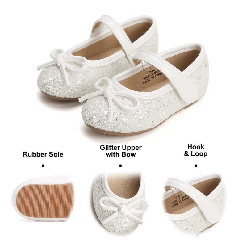 Felix & Flora Flower Girl White Dress Shoes Size 5 - Toddler Girl Ballet Flats Little Kid Wedding Party - Image 5